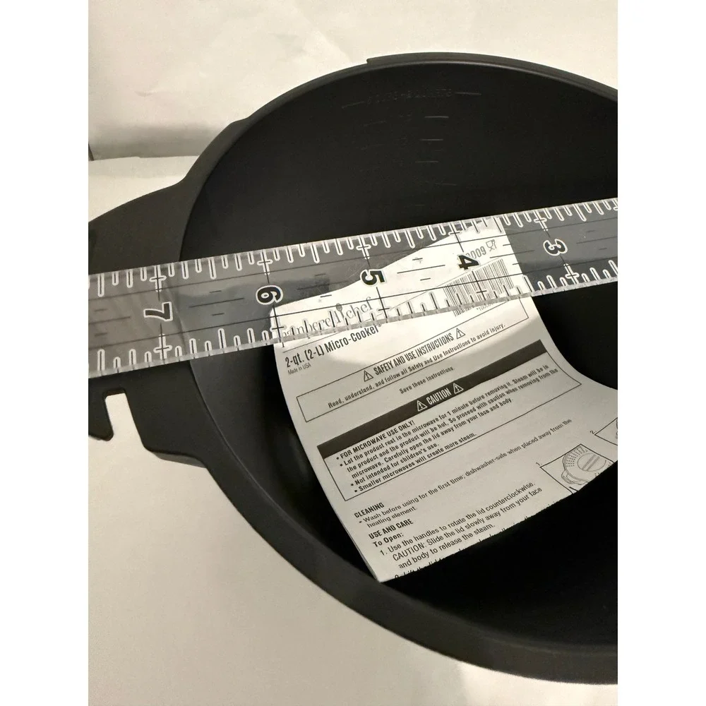 Pampered Chef‎ 2 Quart Micro-Cooker 100009 Black Microwave Steamer Strainer Lid